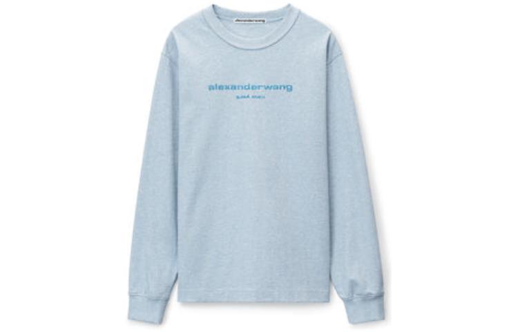 Футболка с длинным рукавом и логотипом Puff Alexander Wang, Светло-голубая — фото 2