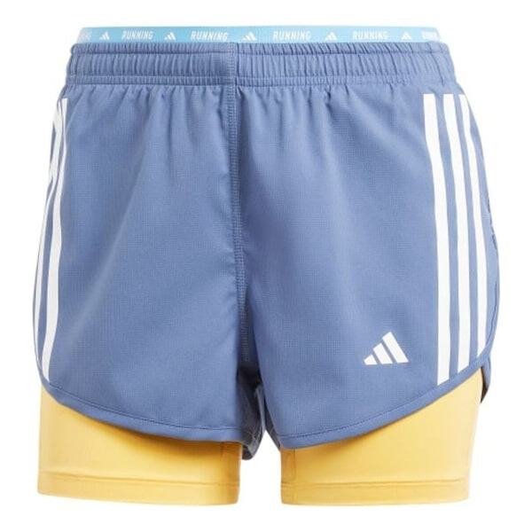 

Шорты own the run 2-in-1 shorts asia sizing 'navy yellow' Adidas, синий