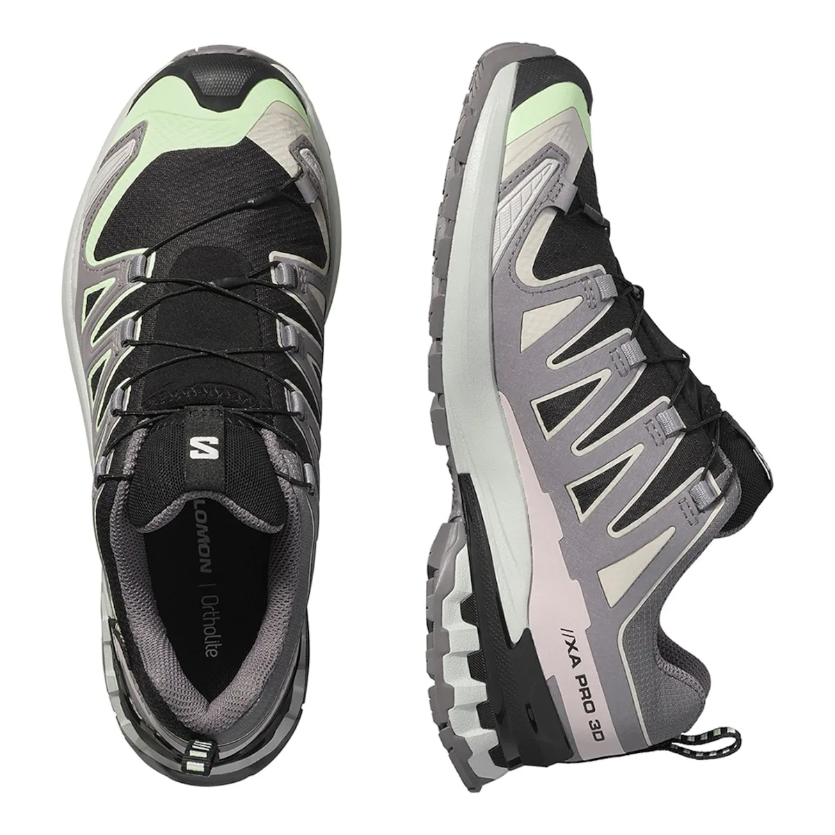 Женские трейловые кроссовки для бега XA PRO 3D V9 GTX W SALOMON Salomon, черный/зеленый — фото 3