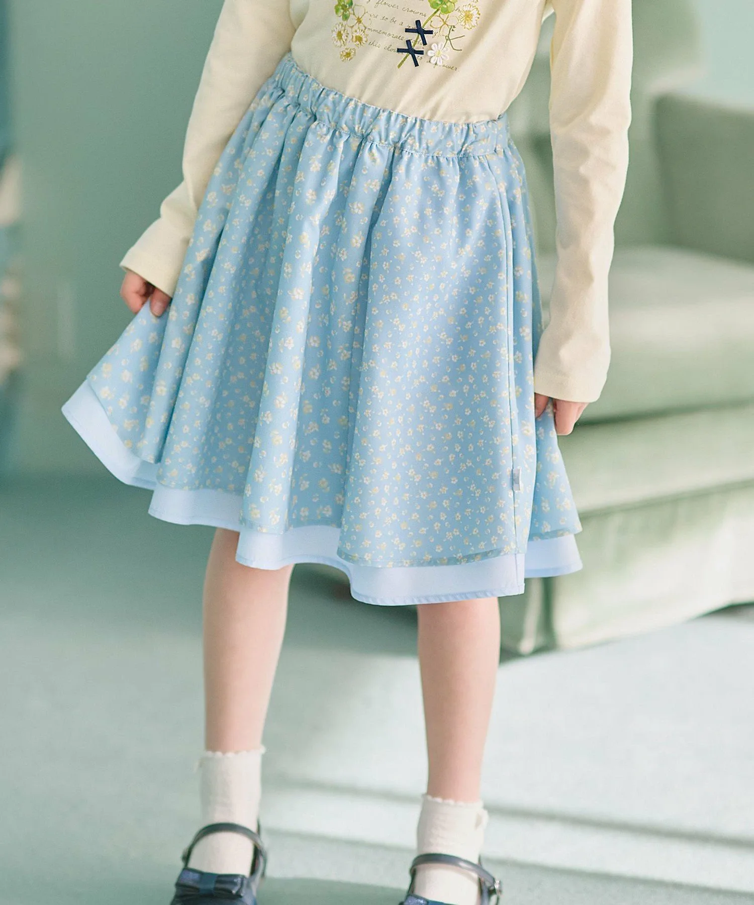 [110-140 см] Юбка в стиле пэчворк с цветочным рисунком Kids Suite, Sax Blue Series 5 [573]