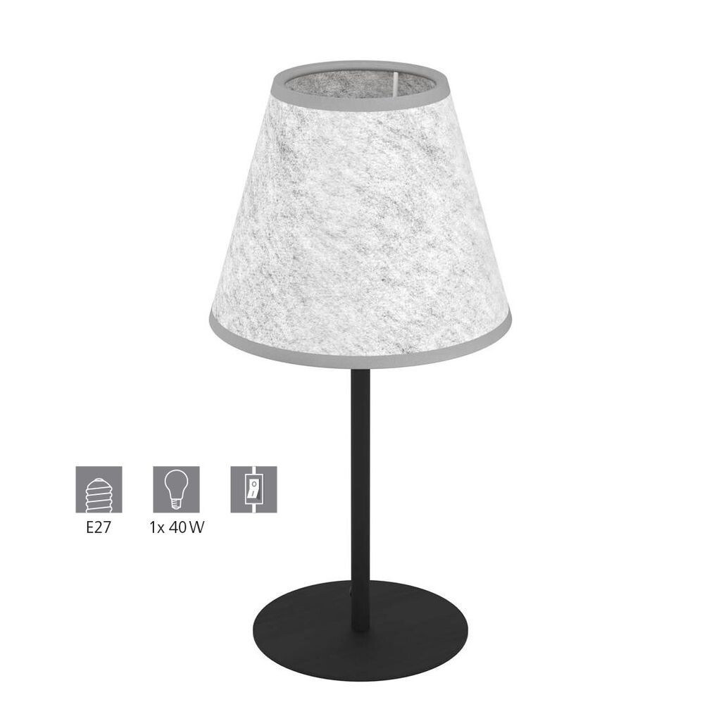 

Настольная лампа ALSAGER стальной черный, фетровый серый E27 1X40W В:39,5см Ø20см с кабельным выключателем EGLO