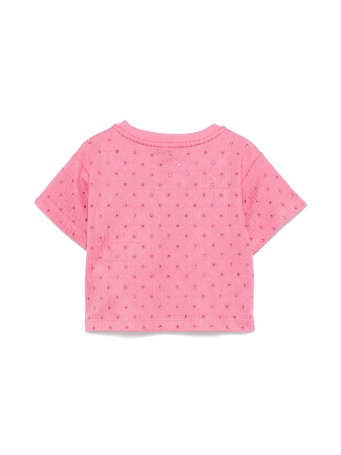 Moschino Kids футболка со стразами, розовый — фото 2