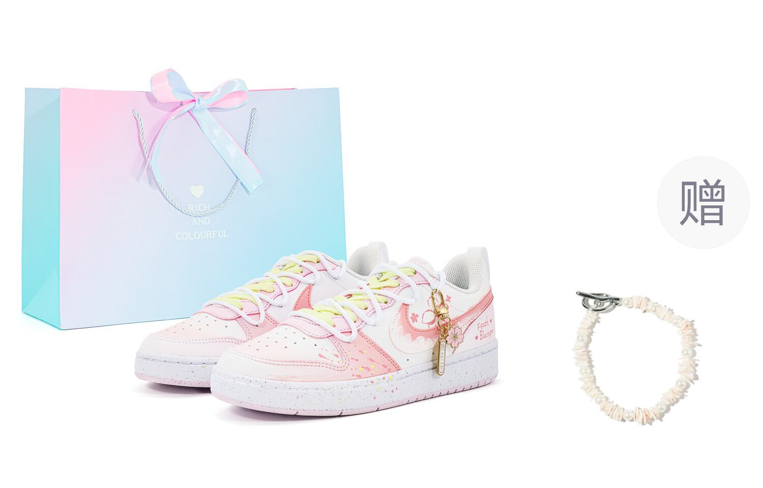 

Кроссовки Nike Court Borough Skateboard Shoes Women's Low-Top White Pink, белый