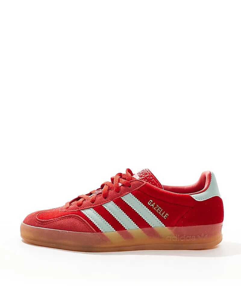 Кроссовки Gazelle Indoor из красного и синего бархата adidas Originals — фото 2
