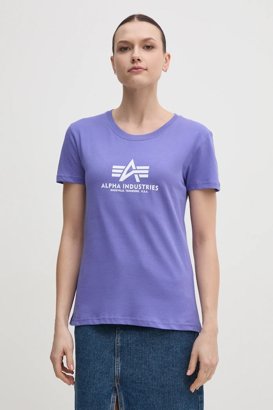 

Хлопковая футболка New Basic T Wmn Alpha Industries, фиолетовый