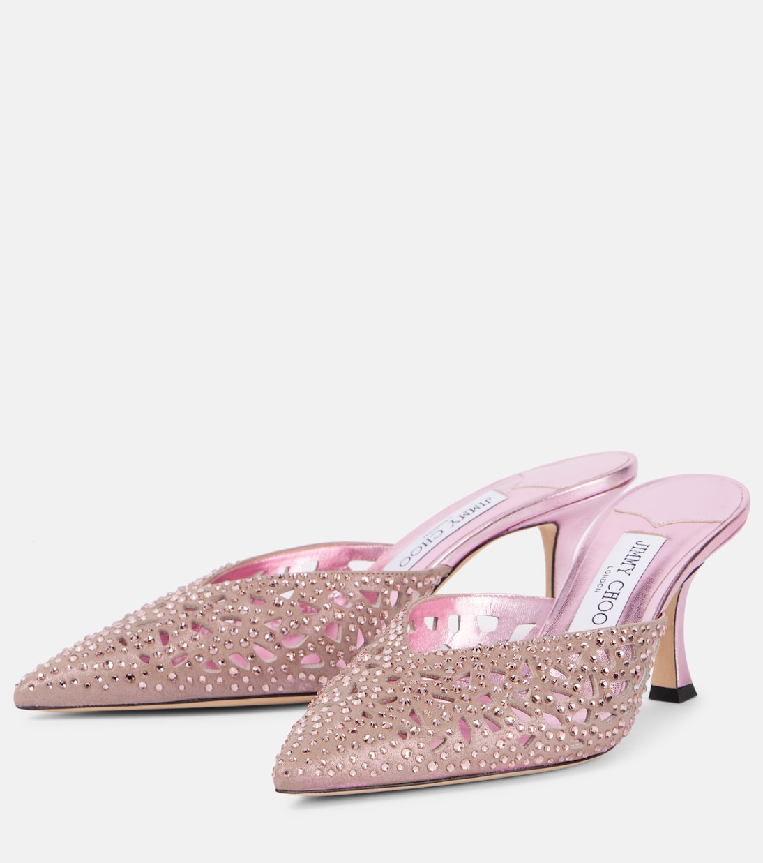Замшевые мюли Solar 70 с лазерной отделкой Jimmy Choo, розовый — фото 4