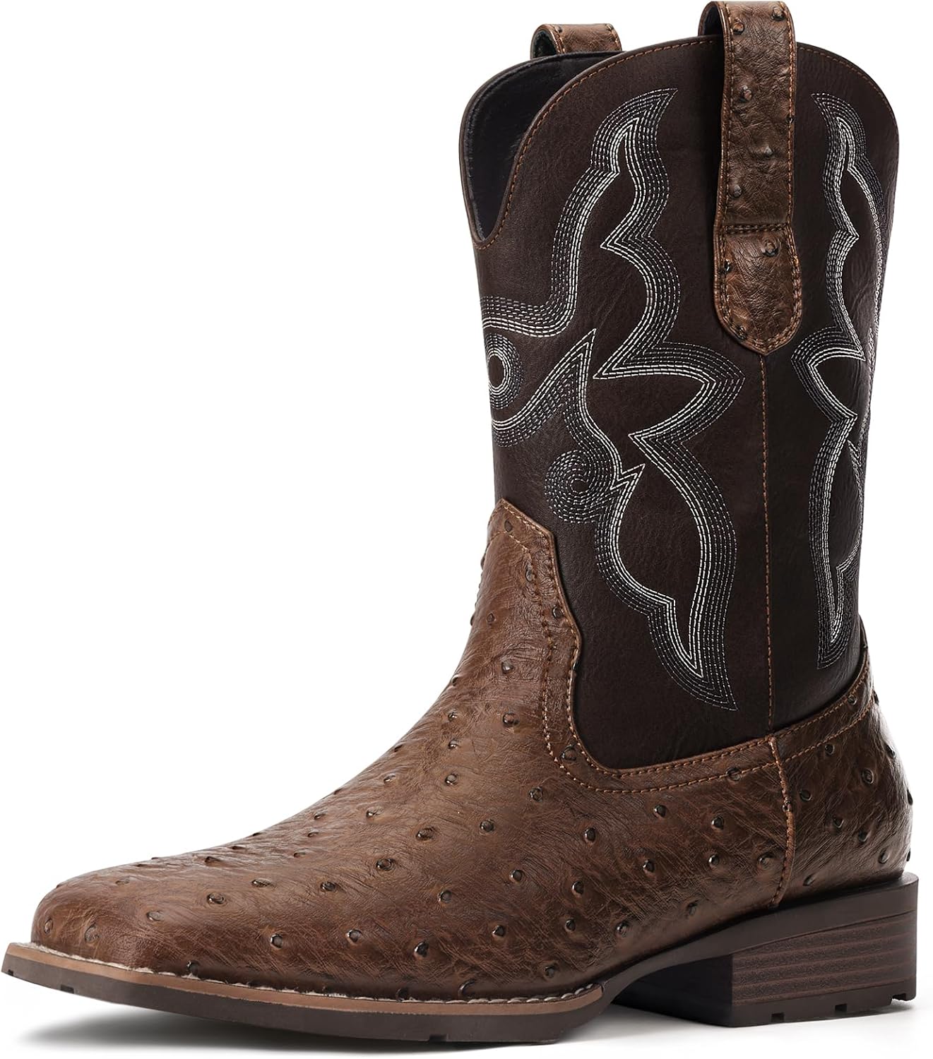 

Ковбойские сапоги для мужчин - мужские ковбойские сапоги с квадратным носком, Ковбойские западные сапоги, Сапоги на пуке, Старомодный стиль Дикого Запада с вышивкой Dixhills, коричневый