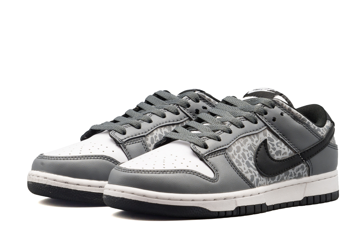 Nike Dunk Leopard Print Leather Slip Resistant Abrasion Resistant Low top Kids' Skateboarding Shoes Gray — фото 4