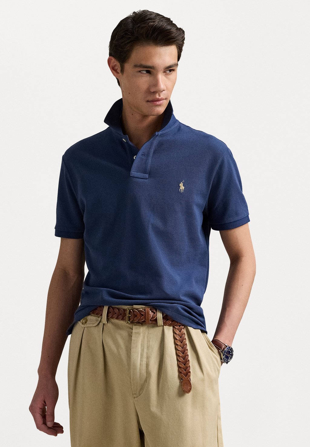 

Поло CUSTOM SLIM FIT MESH POLO SHIRT Polo Ralph Lauren, темно-синий