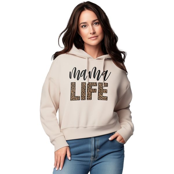 

Женская худи с леопардовым принтом Mama Life Licensed Character, бежевый