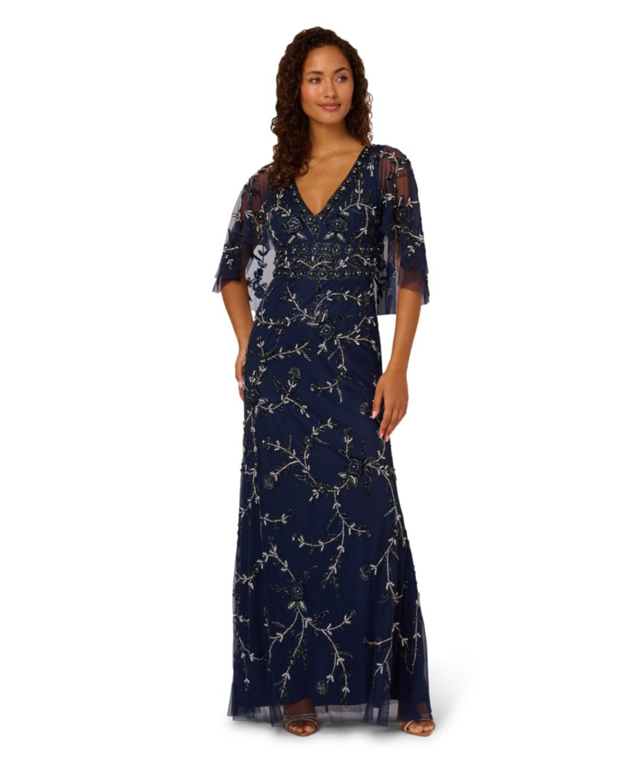

Женское длинное платье с открытыми плечами Adrianna Papell, Light Navy