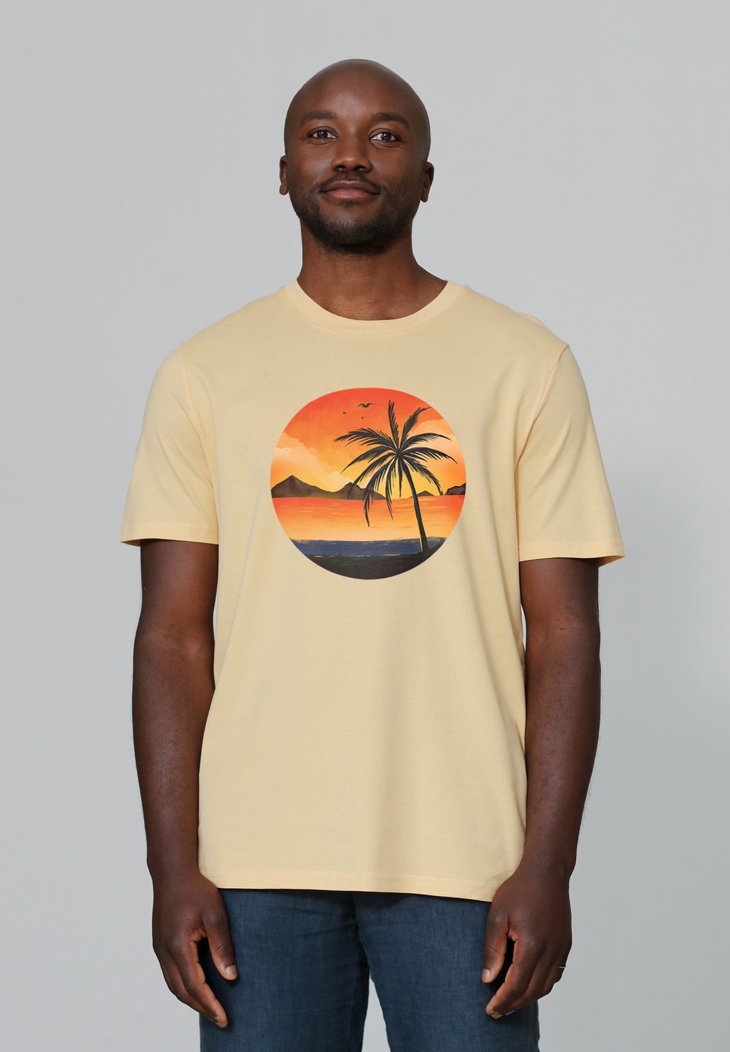 

Футболка с принтом SUNSET ON PALM watapparel, желтый