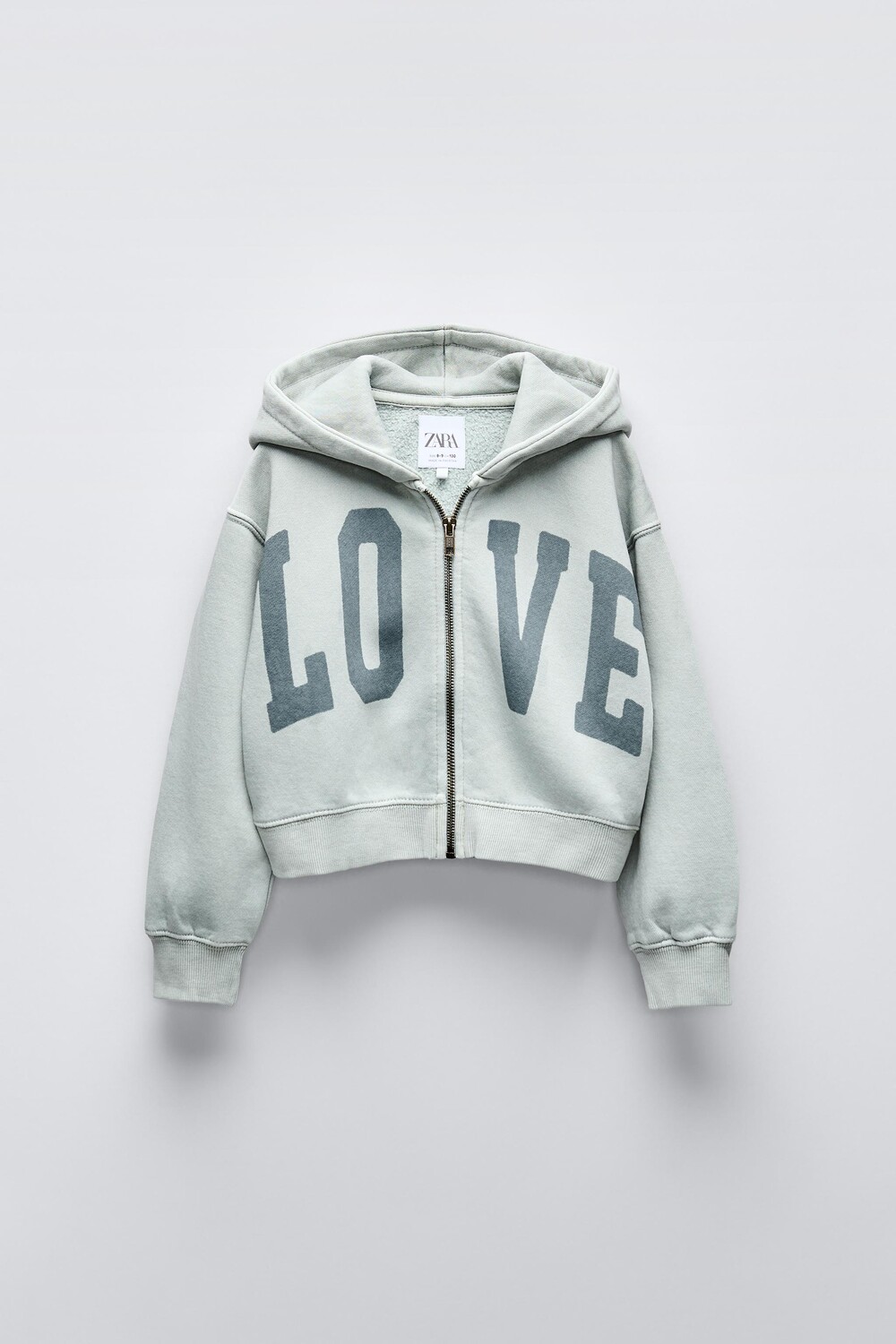 

Стиранная куртка с лозунгом ZARA, цвет sage green