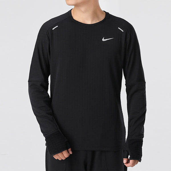 Футболка Nike Sphere Dri-Fit Running Exercise Round Long Sleeve T-Shirt Men's Black, черный — фото 4