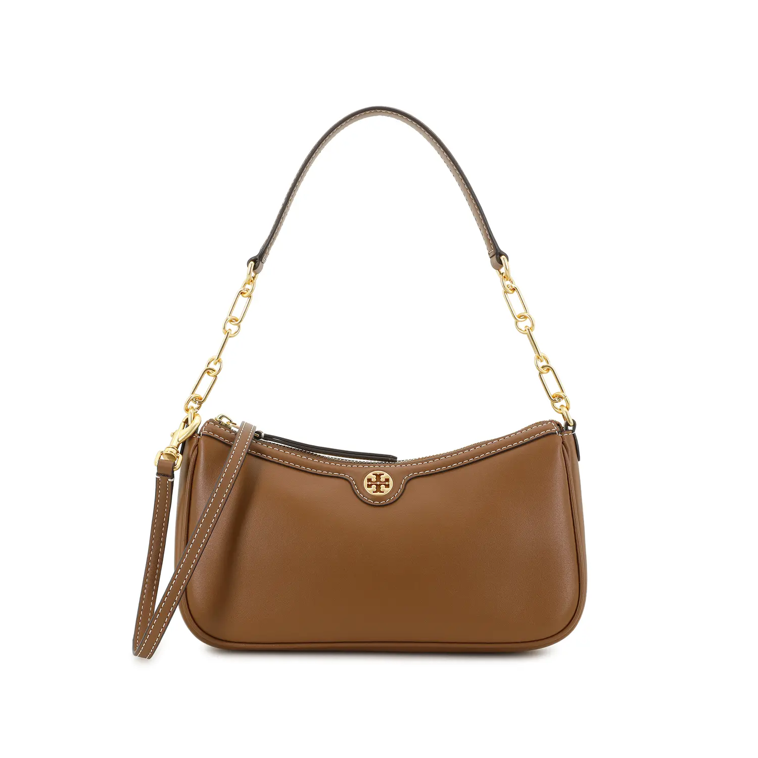 

TORY BURCH Кожаная портативная сумка через плечо женская карамельная