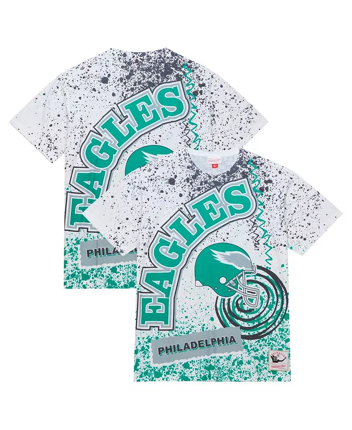 

Мужская белая футболка Philadelphia Eagles Big and Tall с принтом по всей поверхности Mitchell & Ness
