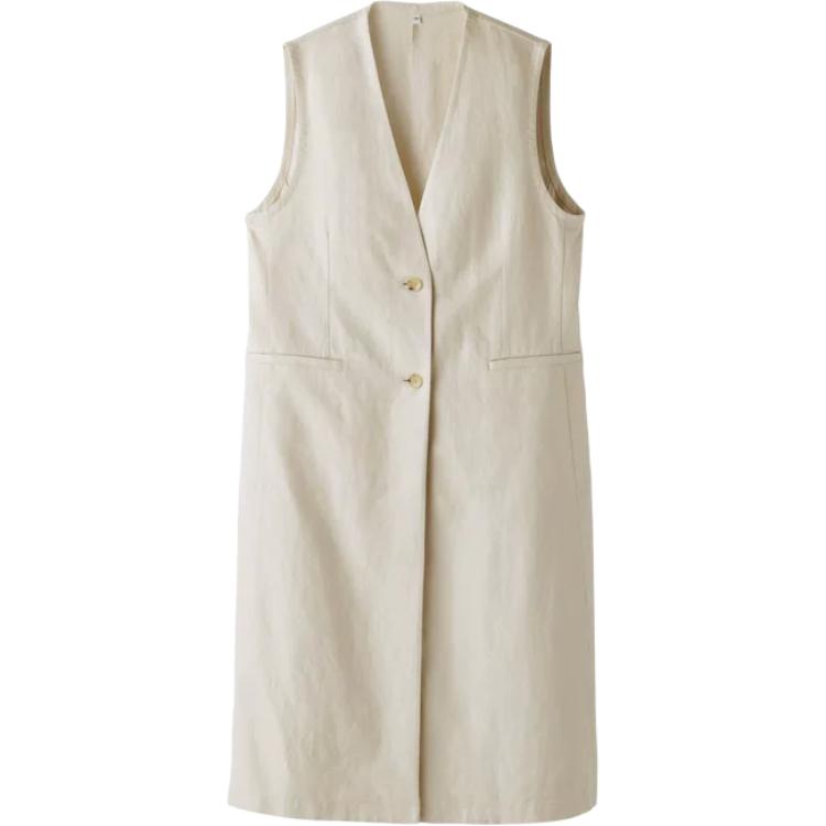 

Женский жилет с воротником-стойкой для делового костюма MUJI, айвори