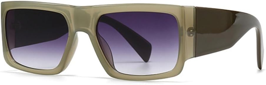 

Модные квадратные солнцезащитные очки для женщин, двухцветные, винтажные, градиентные, мужские солнцезащитные очки с защитой от УФ-излучения UV400 MTZJH, Green Gray Gradient