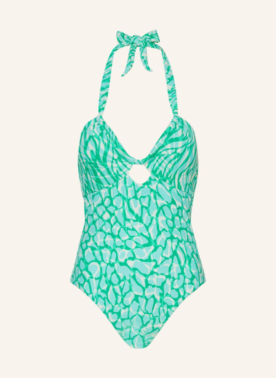 

Купальник с воротником-халтер animal instinct SEAFOLLY, цвет TÜRKIS/GRÜN/CREME