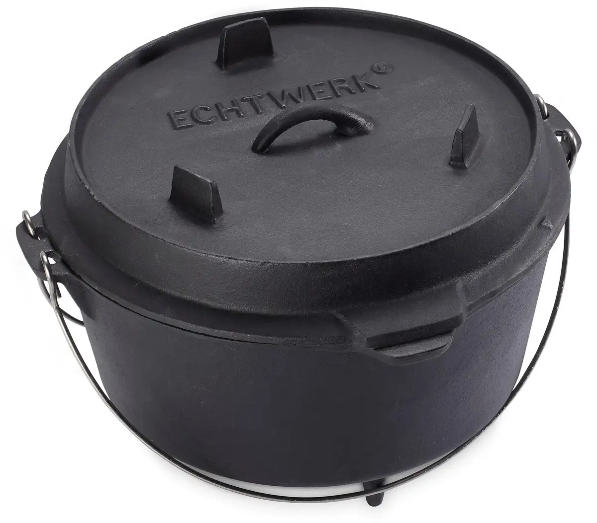 

ECHTWERK Форма для запекания в голландской духовке, чугун, (1 шт.), жаровня, чугунная кастрюля для барбекю, уже приправленная, 7,6 литра 8 л + Ø 31,5 см + высота 21 см, черный