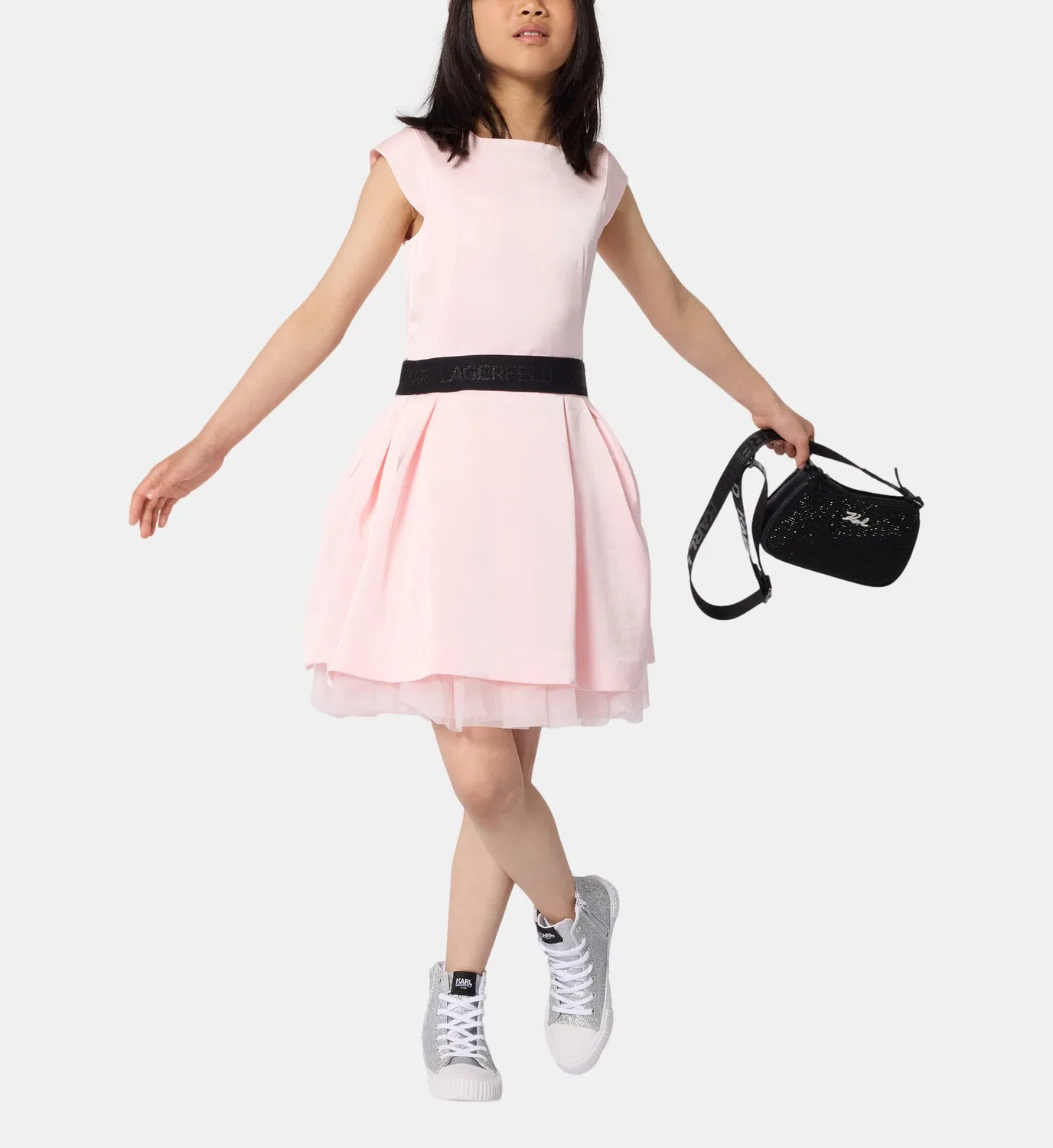 Атласное платье Karl Lagerfeld Kids, розовый