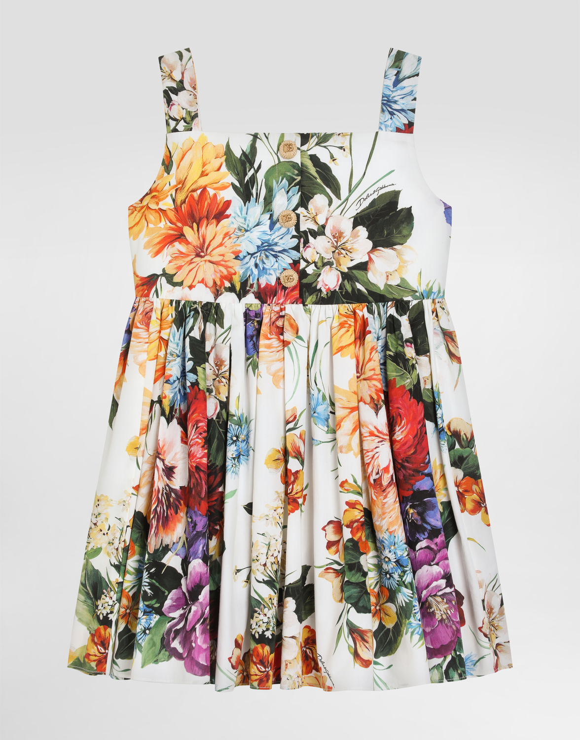 

Платье из поплина с цветочным принтом Dolce&Gabbana, мультиколор