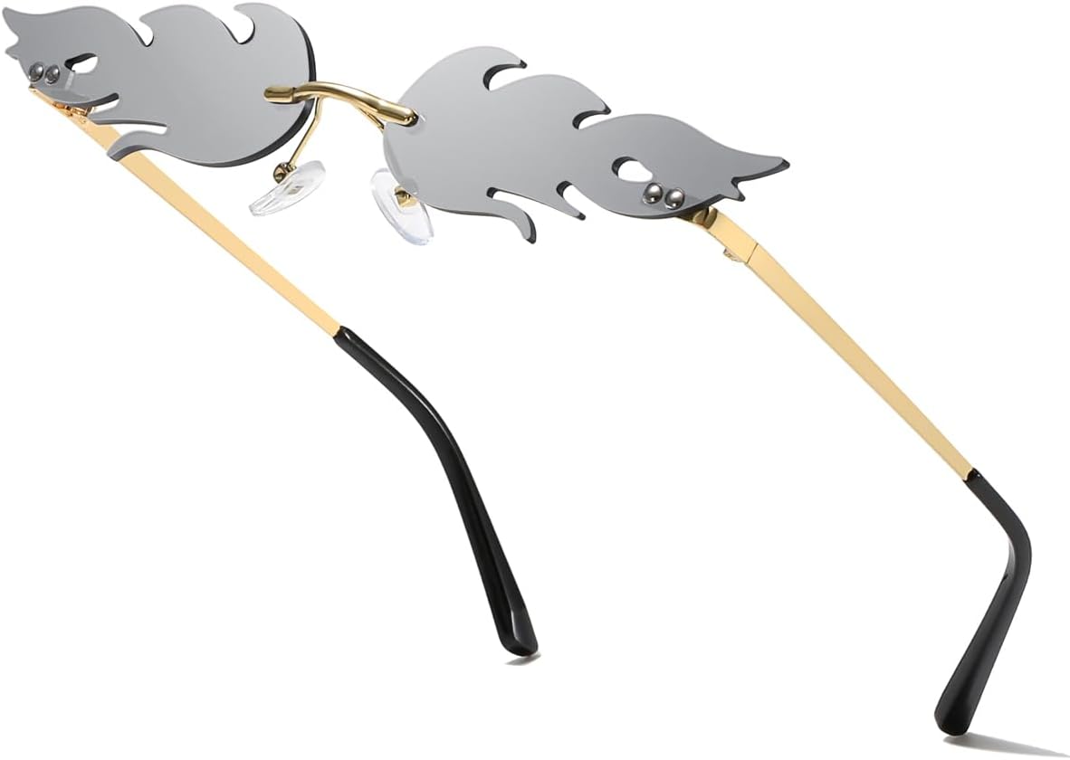 

Солнцезащитные очки «Пламя», огненные солнцезащитные очки, стильные фестивальные очки для женщин и мужчин, очки «Дьявол», готические и вампирские аксессуары VEOFEMLEA, Silver