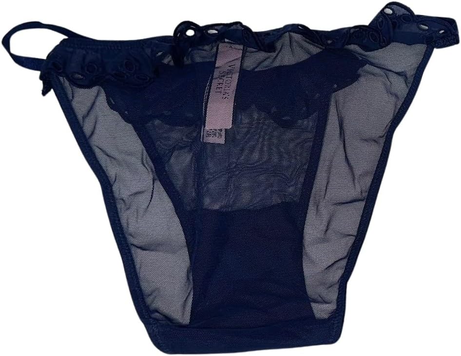 Трусики-бикини Victoria's Secret с кружевом и люверсами, цвет синий, новые, Blue — фото 2