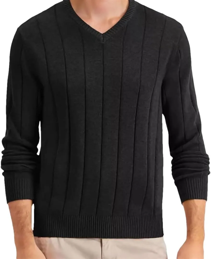 

Мужской свитер с V-образным вырезом и широкими полосками