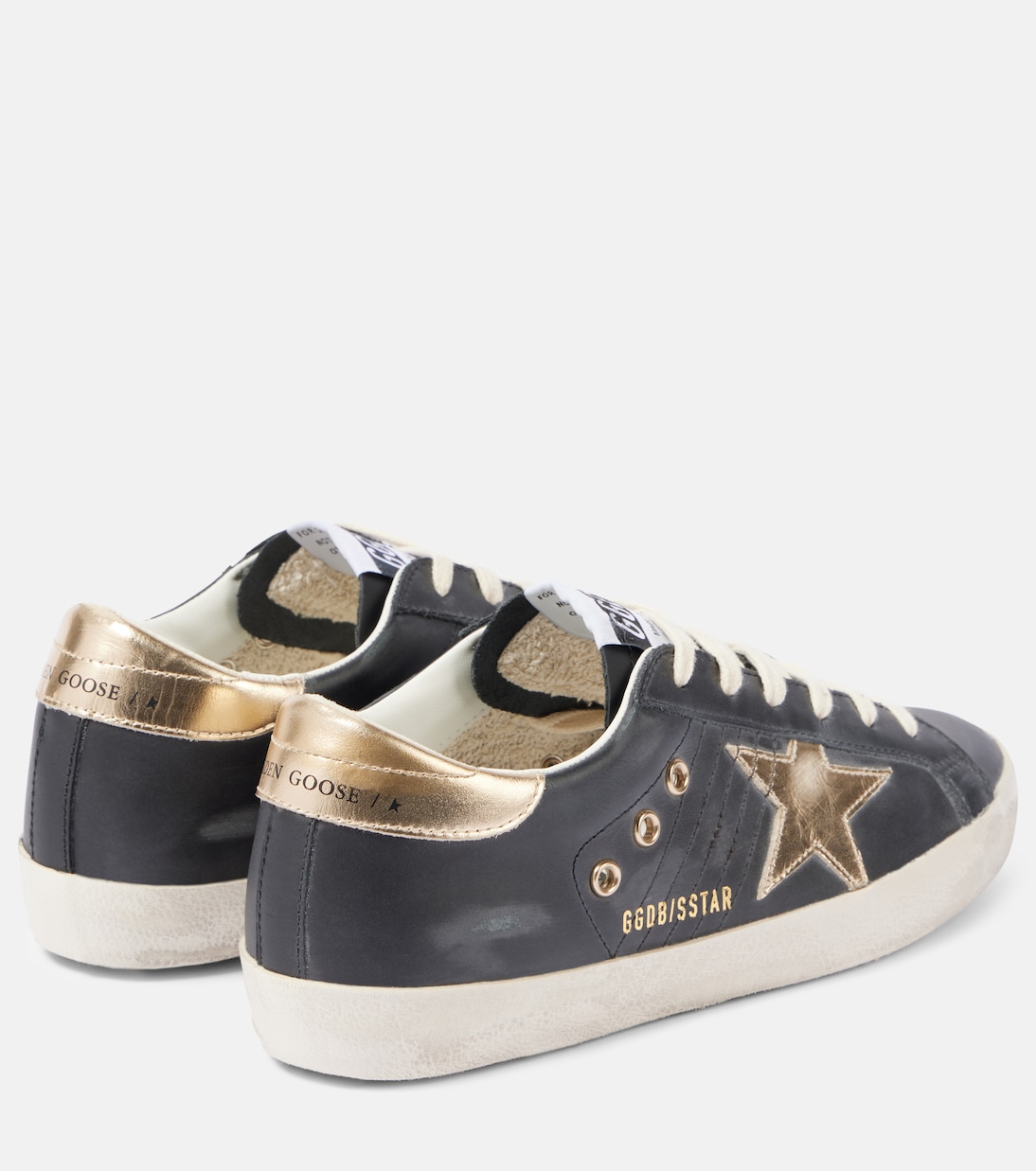 Кожаные кроссовки Super Star Golden Goose, Black/Gold — фото 2