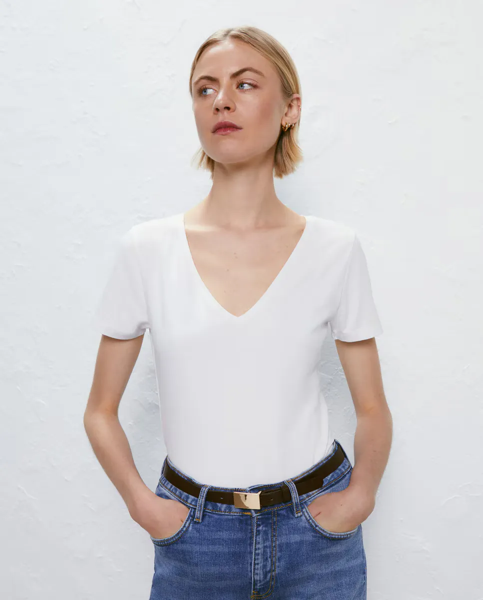 

Женская однотонная футболка с коротким рукавом Easy Wear, кремово-белый