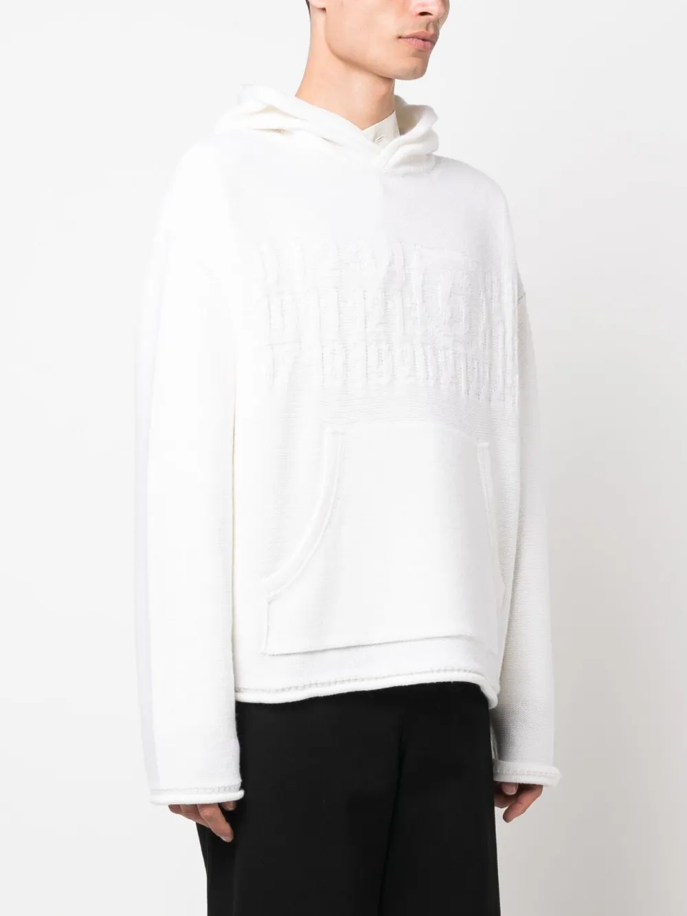 Худи с логотипом вязки интарсия MM6 Maison Margiela, белый — фото 3