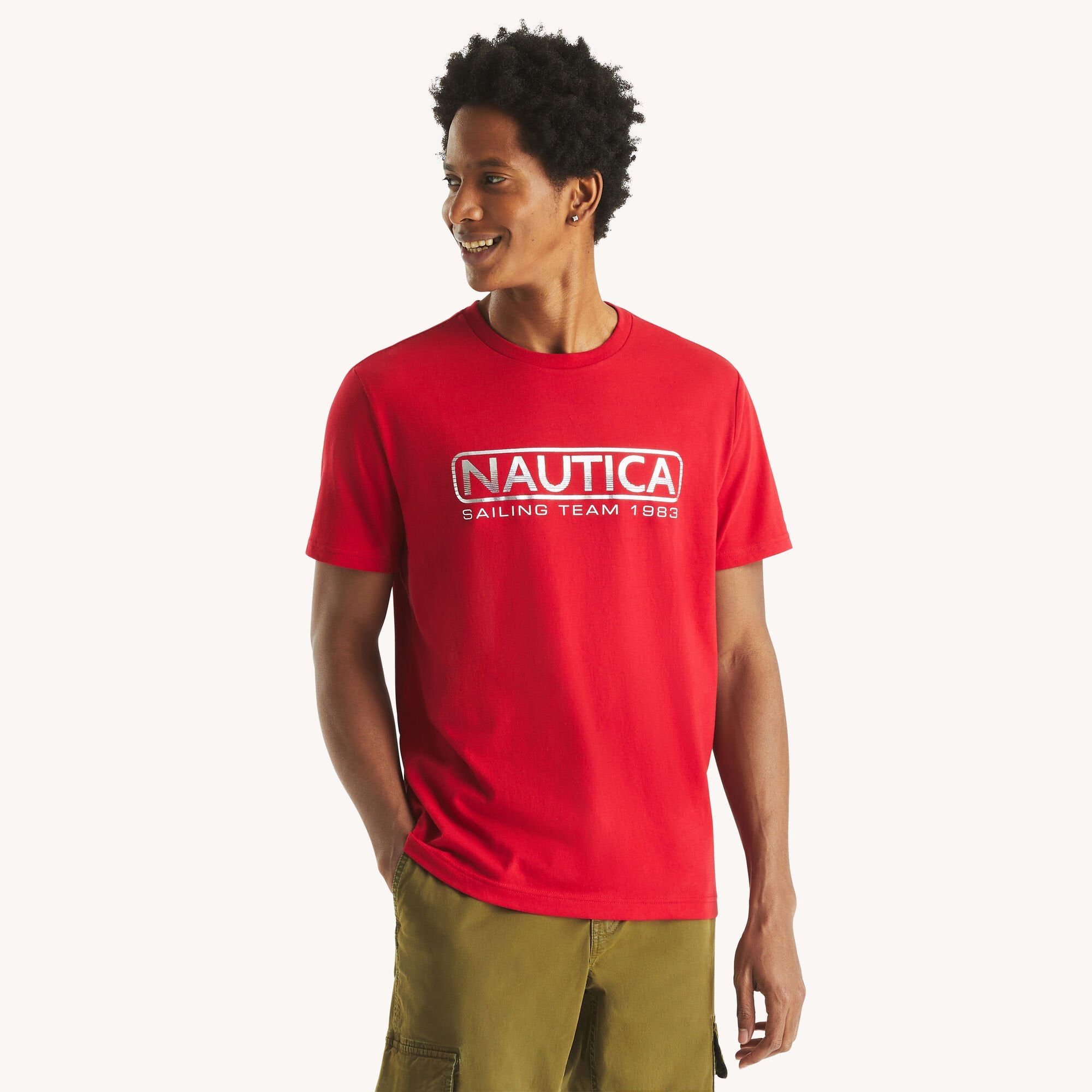 

Футболка с рисунком мужской парусной команды Nautica, цвет nautica red