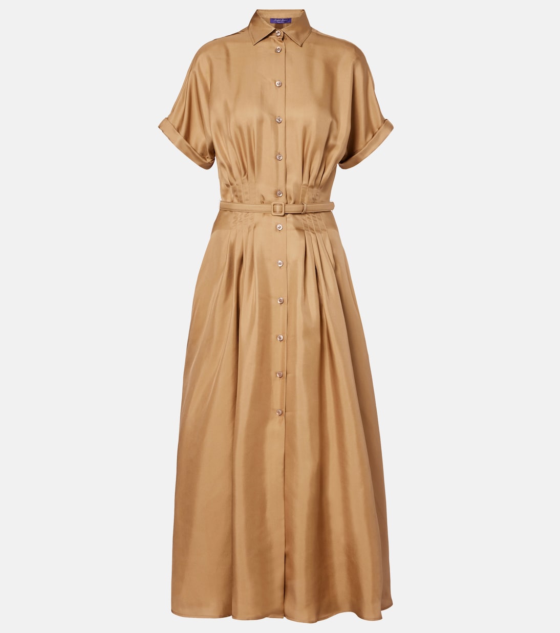

Платье миди из шелкового атласа Ralph Lauren Collection, желто-коричневый
