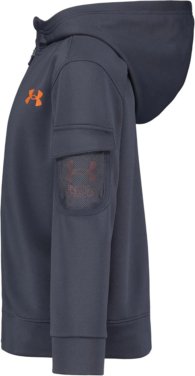 Детская толстовка на молнии, флисовая, Under Armour, Downpour Gray — фото 2