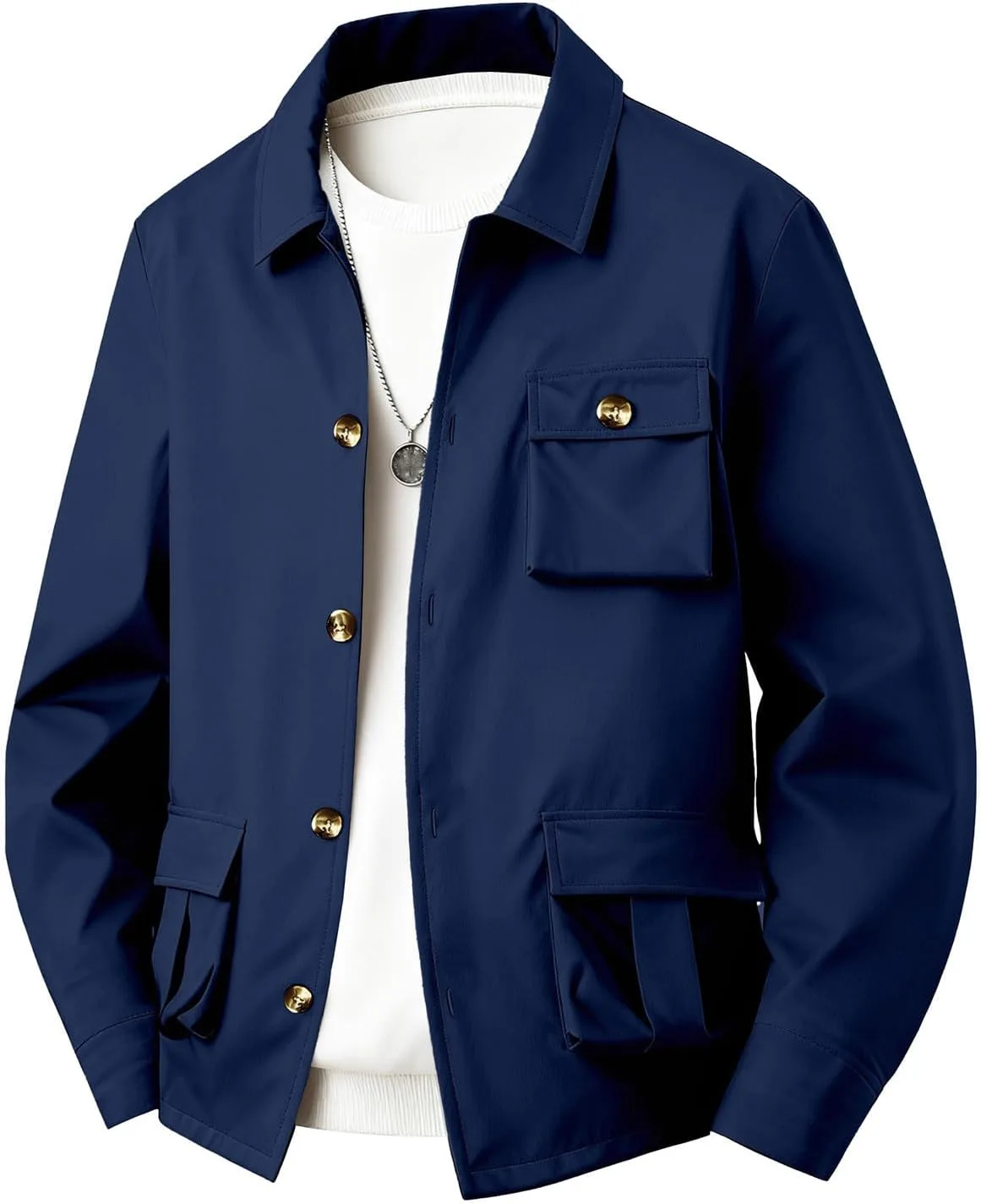 

Мужская сафари куртка Military Button Up Cargo Shacket Windproof с множеством карманов Xiaojmake