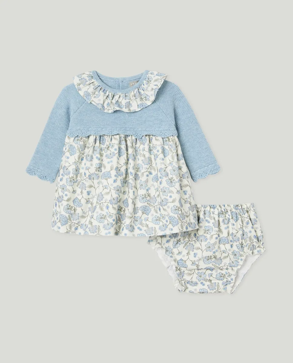 

Платье из трикотажа и гладкой ткани с принтом для младенца Coconut El Corte Inglés, синий