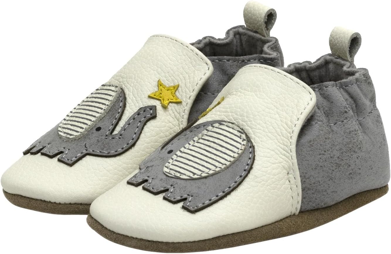 

Пинетки Robeez для мальчиков и мягкие обувь с противоскользящей подошвой для кроватки, тапочки-мокасины для младенцев и малышей, 0-24 месяца, слоновая кость