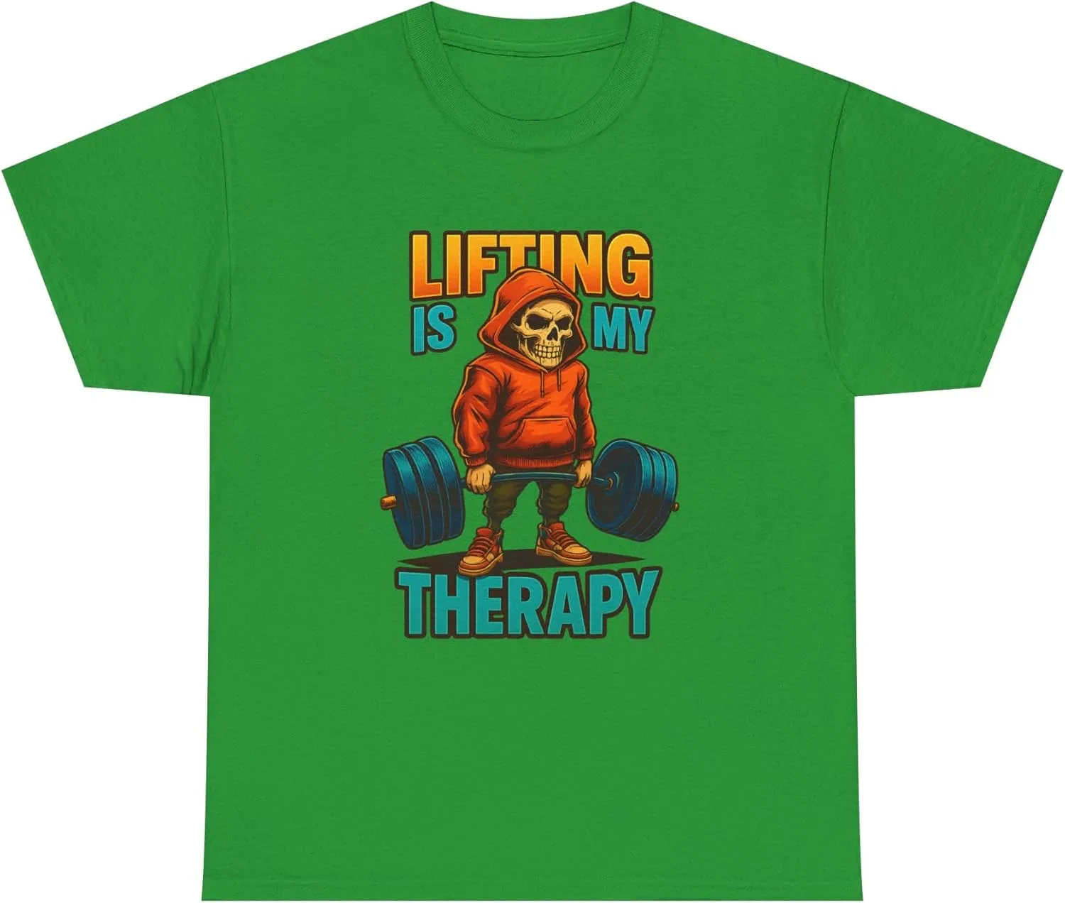 Футболка Unisex Lifting is My Therapy, спортивная майка, одежда для тренажерного зала, фитнес, повседневная одежда, для тяжелоатлетов, пауэрлифтеров, завсегдатаев спортзала GENERIC, зеленый