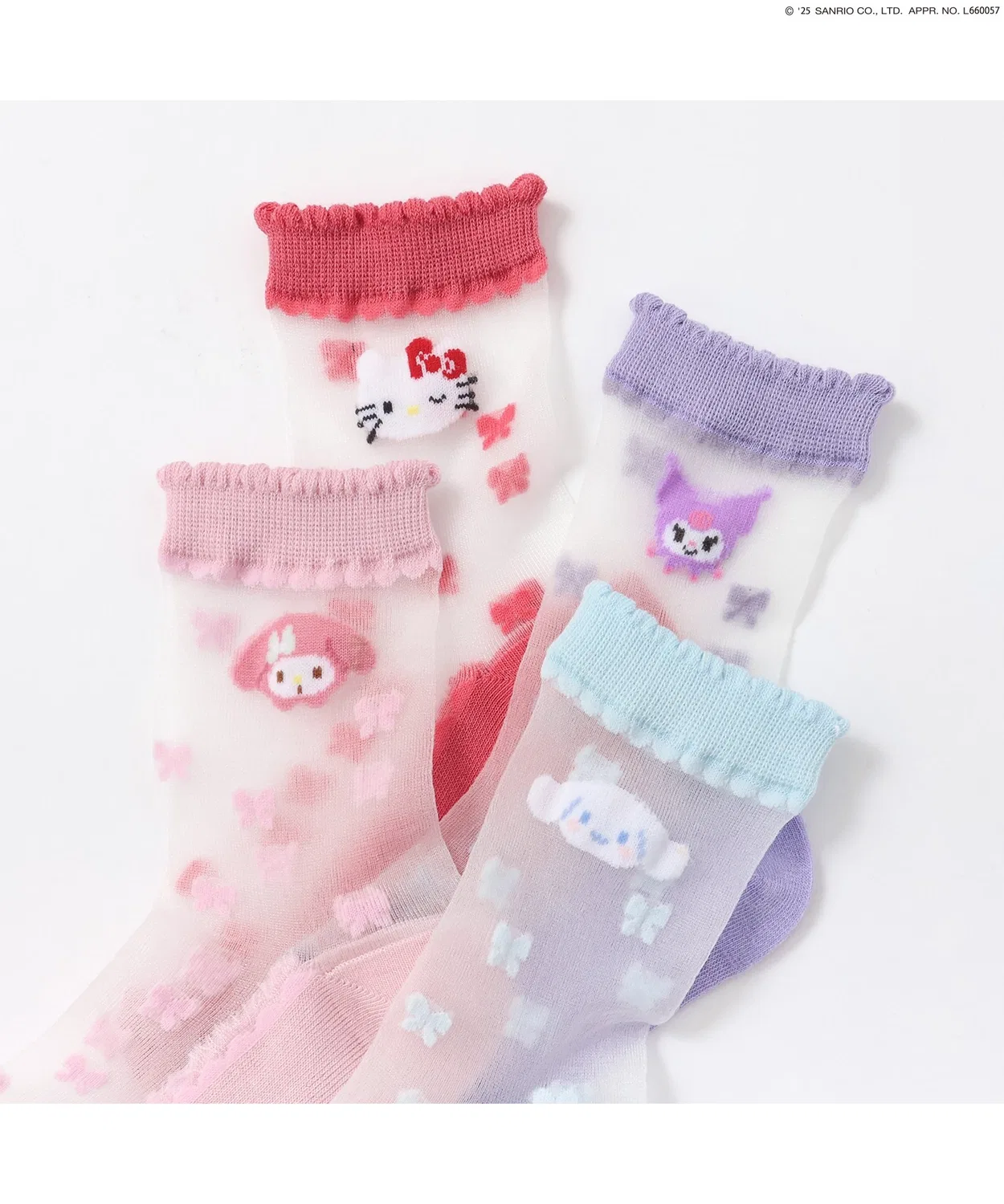 Носки Sanrio Characters с лентой, полупрозрачные, лавандовые — фото 3