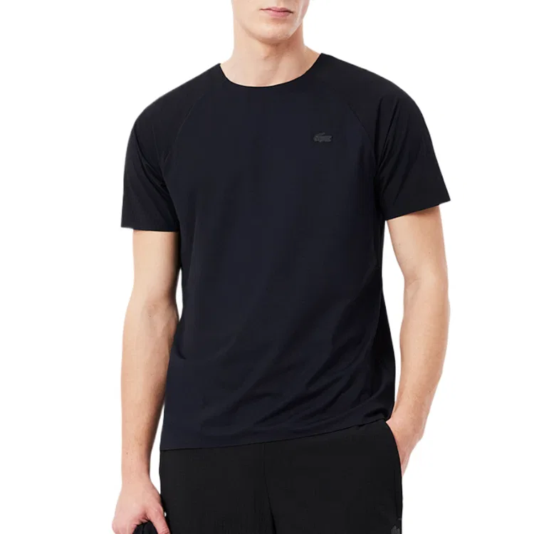 Футболка мужская Lacoste 031/черный, с круглым вырезом, приталенная — фото 4