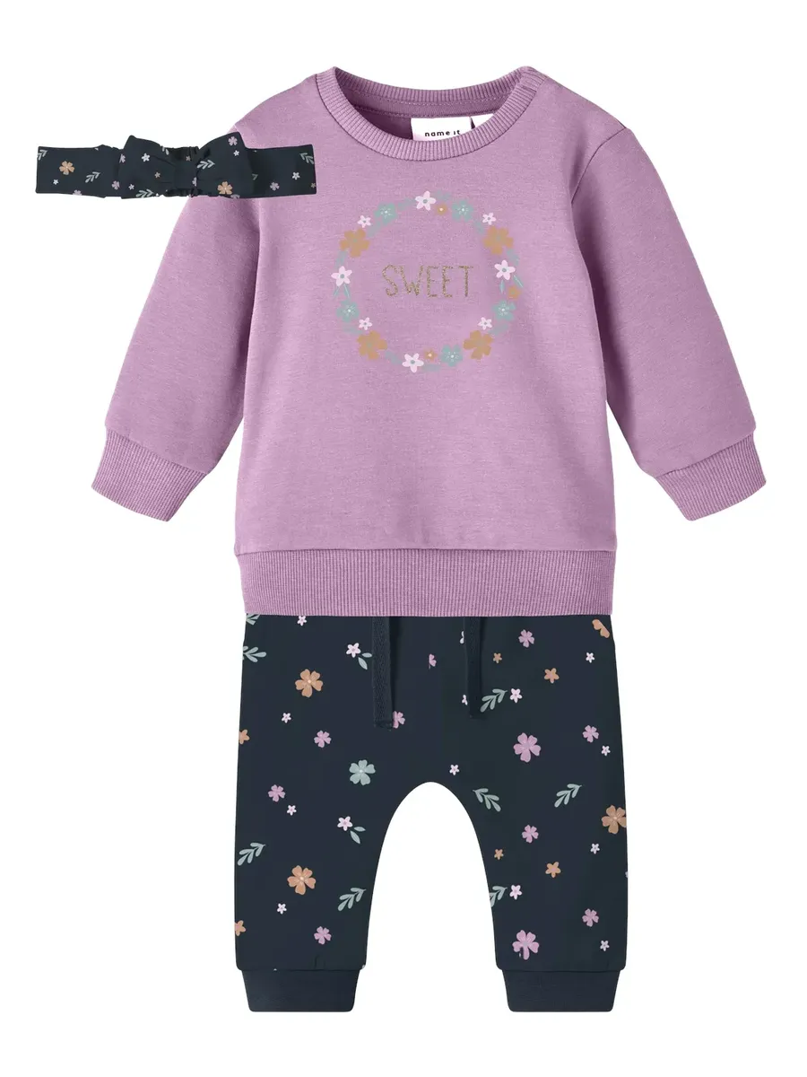 

Рубашка и леггинсы с длинными рукавами Name It "NBFVRILLIE LS SWEAT BOX BRU SET", цвет Pastel Lavender