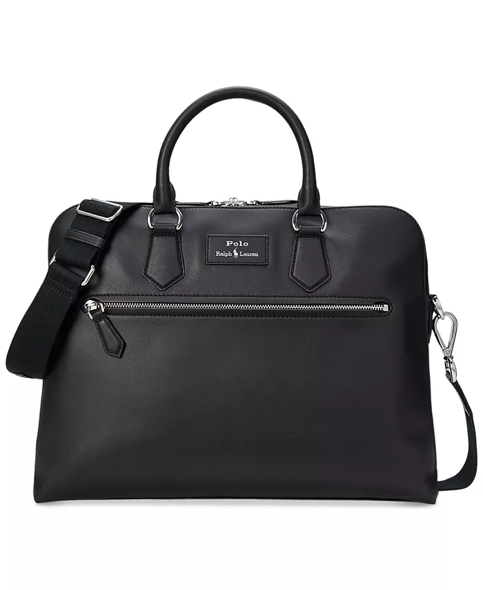 

Мужская гладкая кожаная сумка Commuter Bag Polo Ralph Lauren, черный