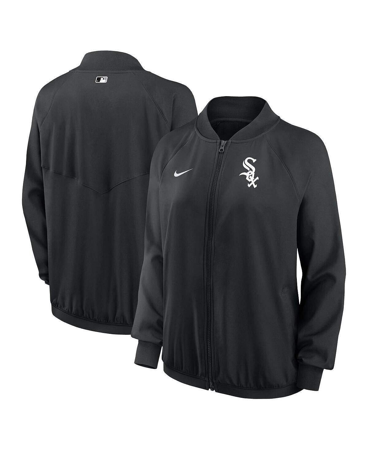 Черная женская куртка Chicago White Sox Authentic Collection Team Raglan Performance с молнией во всю длину Nike, черный — фото 2