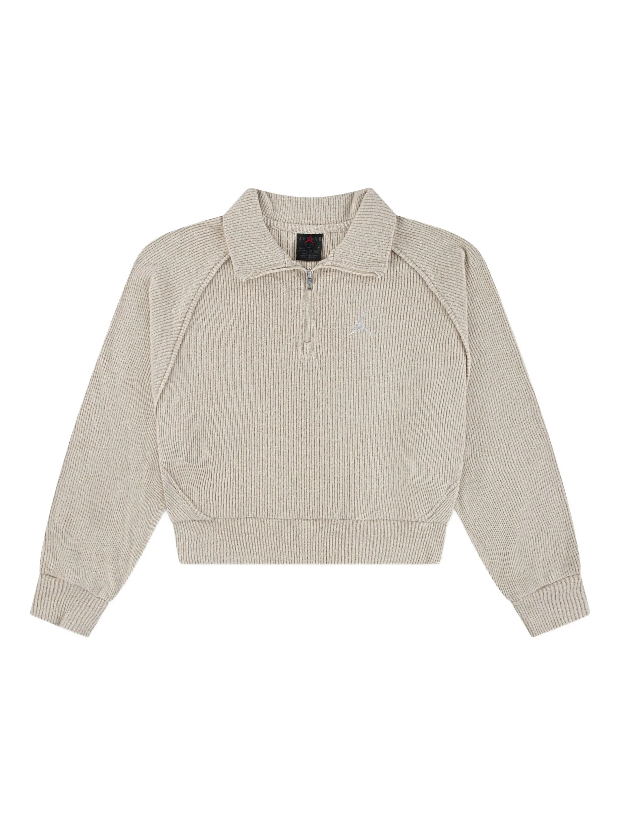 

Свитер в рубчик с воротником на молнии Jordan Kids, бежевый