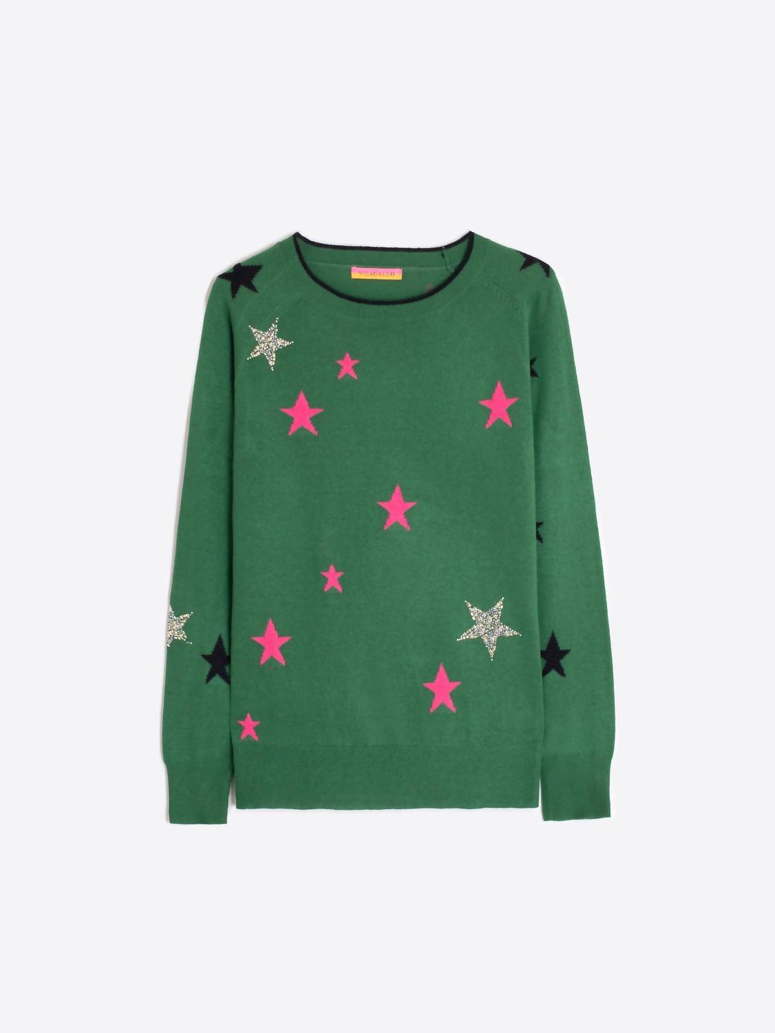 

Свитер Intarsia Stars в зеленом цвете Vilagallo