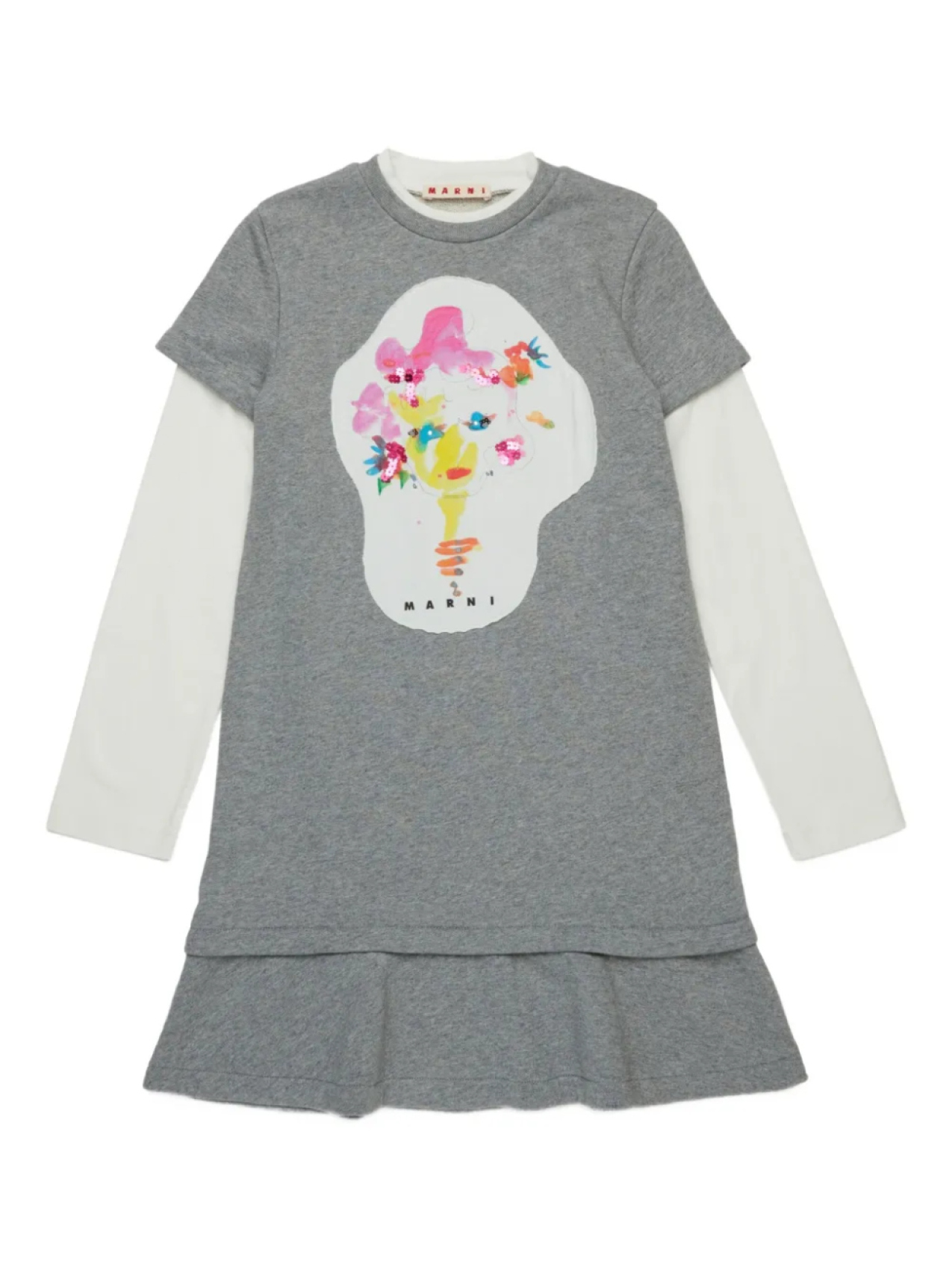 

Платье Marni Kids с графическим принтом, серый