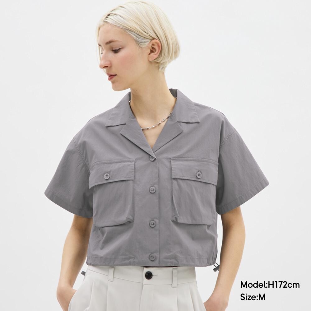 

Рубашка короткая женская GU с короткими рукавами, оливковый