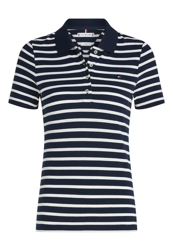 Поло-Рубашка из пике приталенного кроя 1985 года. Tommy Hilfiger, Dark Night Navy/ Ecru Stp — фото 4