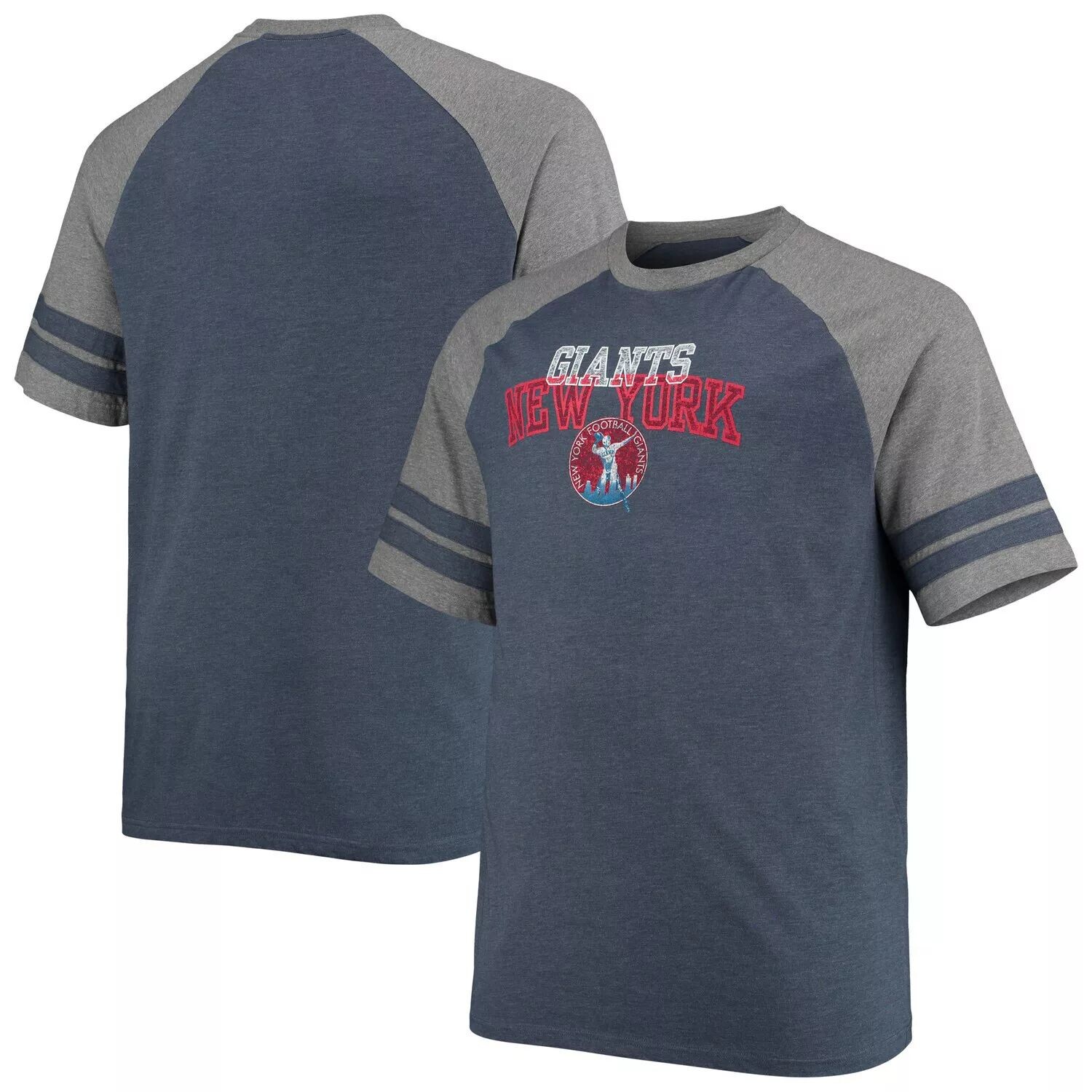 

Мужская футболка темно-синего/серого цвета с фирменным логотипом New York Giants Big & Tall Throwback с двумя полосками реглан Fanatics, Синий, Мужская футболка темно-синего/серого цвета с фирменным логотипом New York Giants Big & Tall Throwback с двумя п